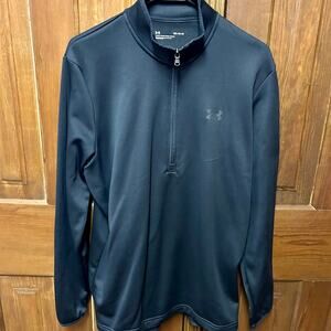 Men's Under Armour Black Loose Fit 1/4 Zip Long Sleeved Pullover SIZE MED